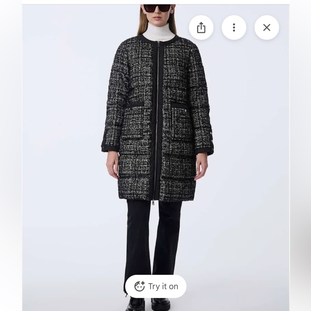 Bernardo Women's Black and White Tweed Puffer Coat